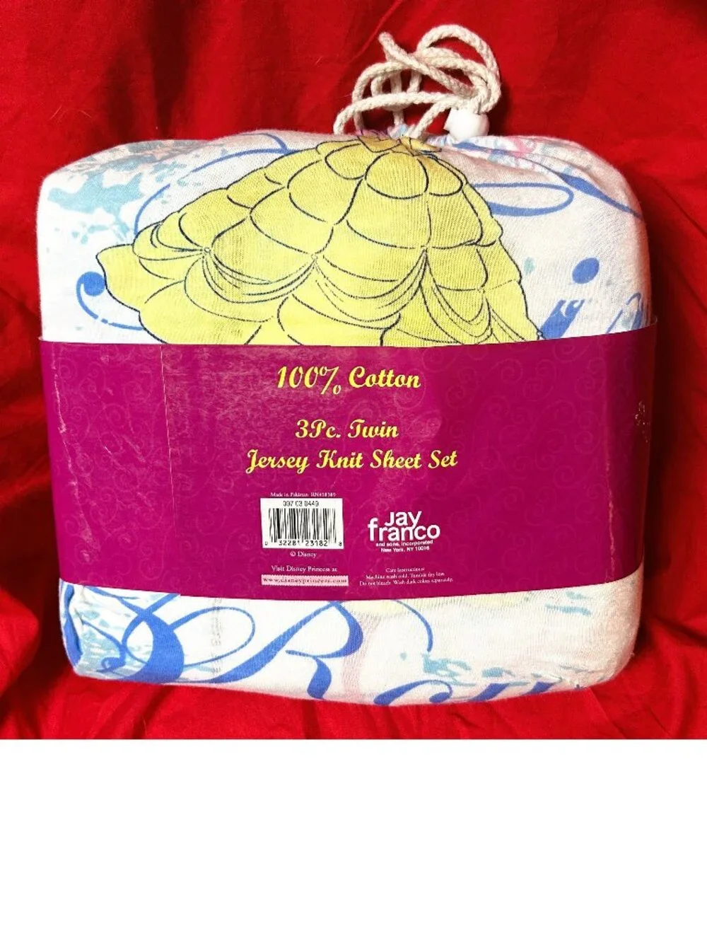 NEW~TWIN size~100%COTTON Jersey knit Sheet Set~Disney Princess Belle Cinderella